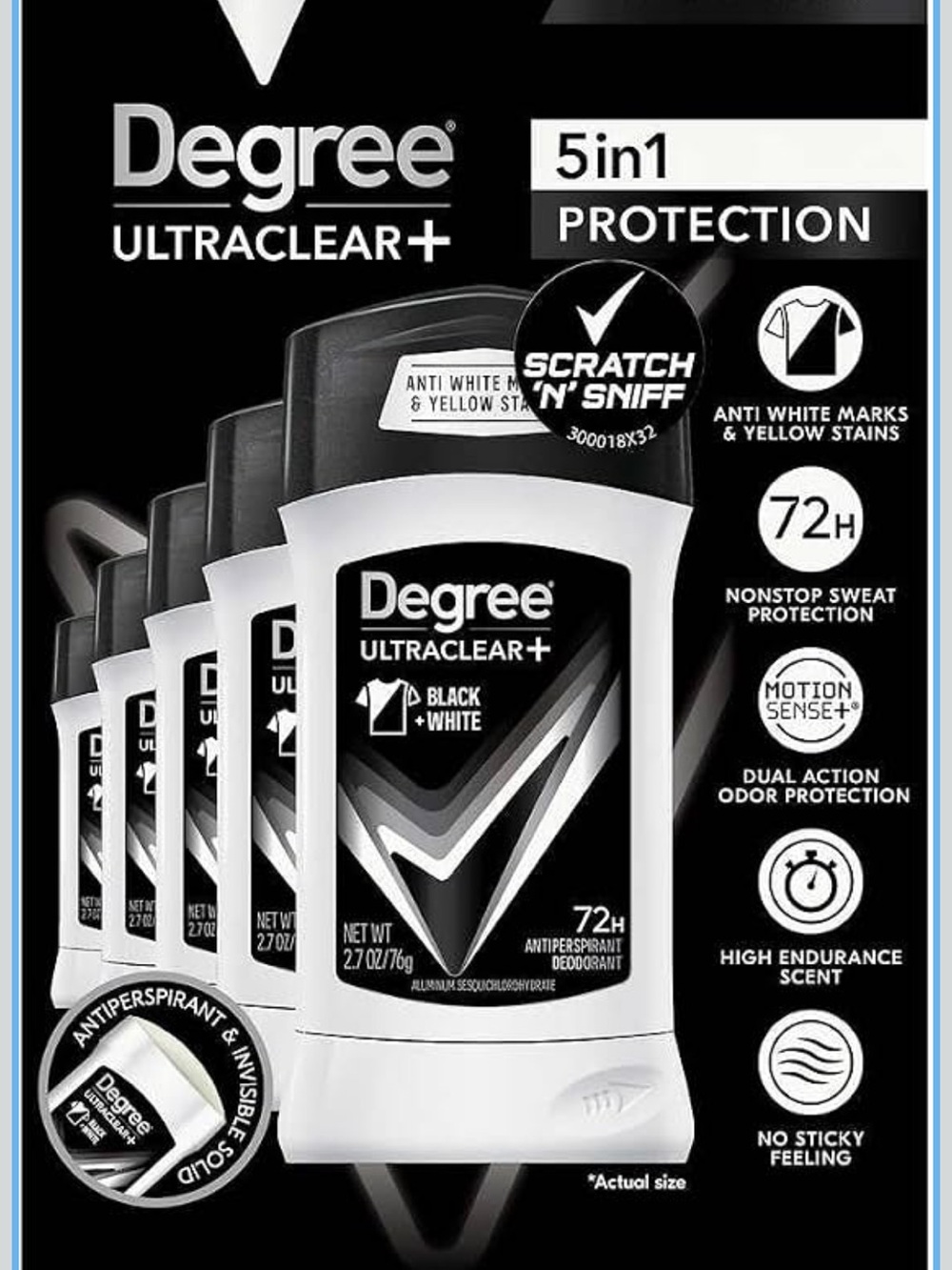 Degree Ultraclear+ Black & White Antiperspirant Deodorant - 72H Protection